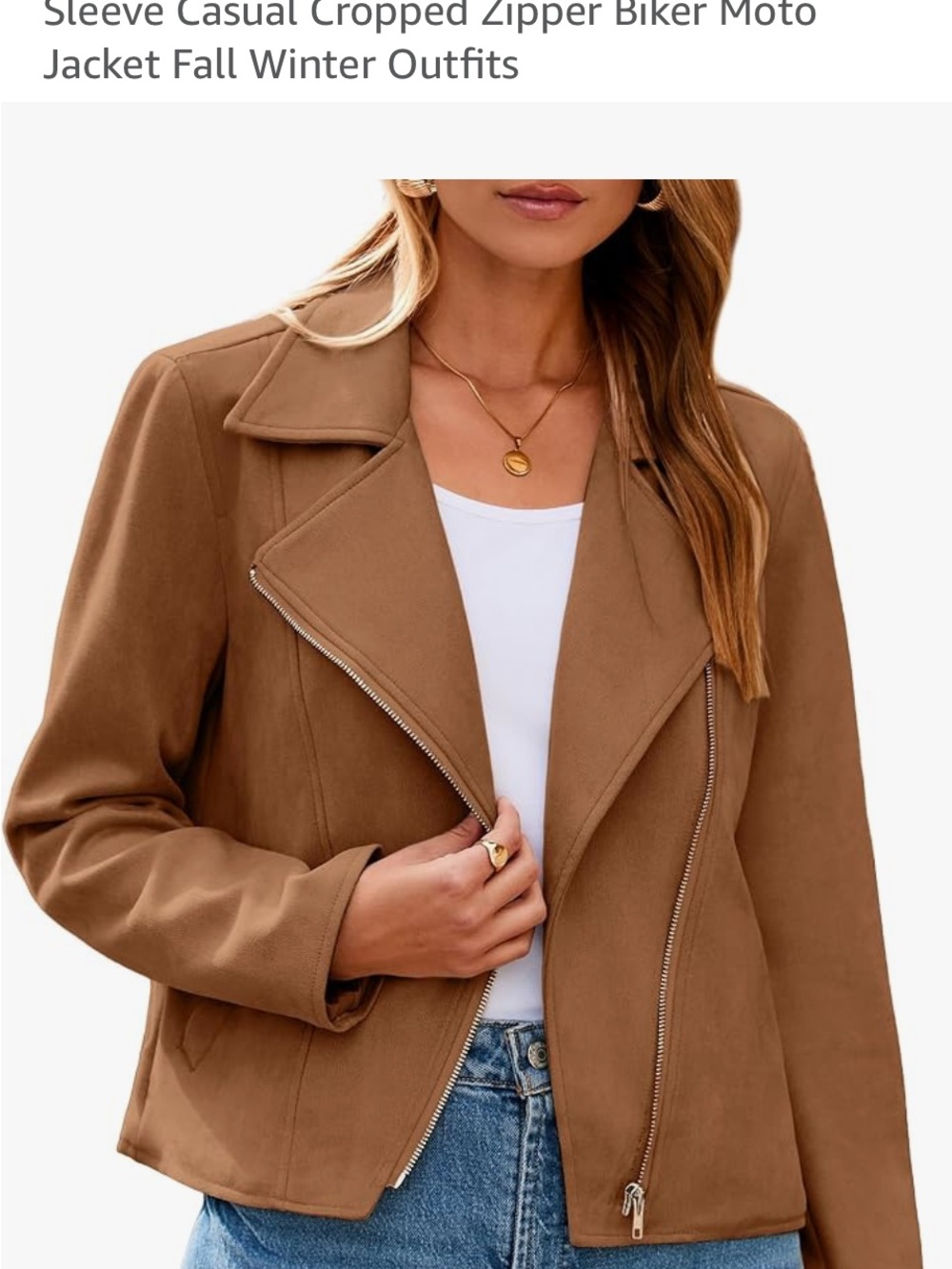 Women’s Tan Asymmetric Zip Moto Jacket - Classic Casual